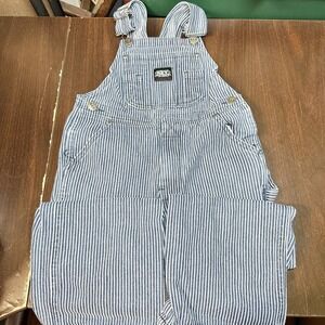 Key Boys Hickory Stripe Bib Overalls Carpenter Denim Blue White Size 5 Vtg Y2K